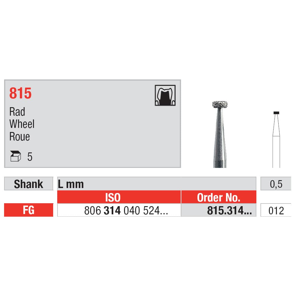 Diamond Burs, Wheel FG-12