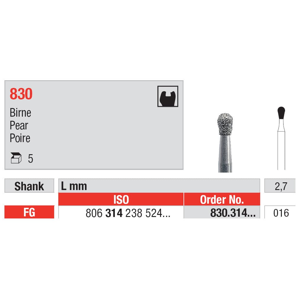 Diamond Burs, Pear FG-16