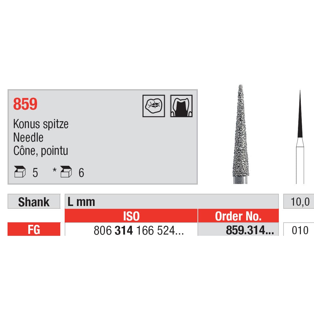 Diamond Burs, Needle FG-10