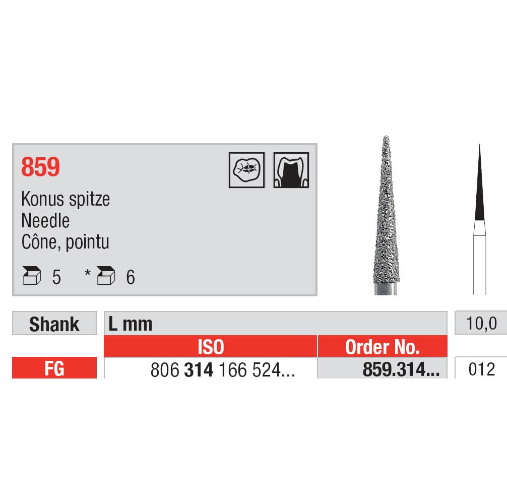 Diamond Burs, Needle FG-12
