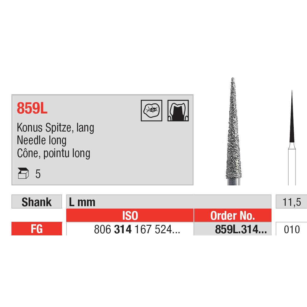 Diamond Burs, Needle FG-10