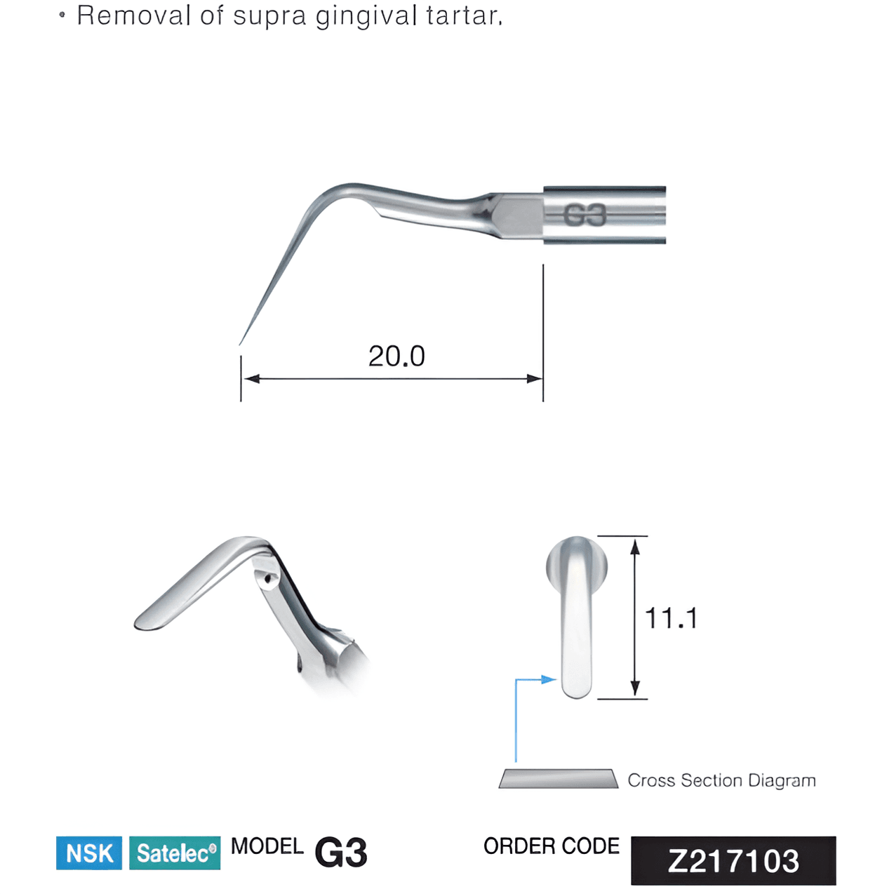 رأس إزالة الجير من المقياس من NSK، G3